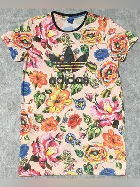 adidas FARM Rio Floral Tee Dress Black Adidas logo